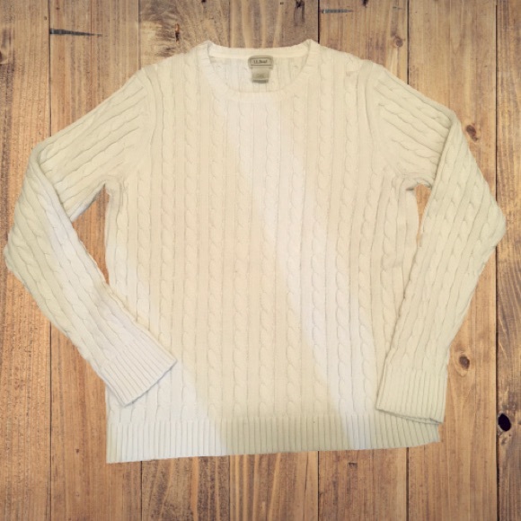 L.L. Bean Sweaters - Women’s L.L. Bean ivory cable knit sweater, sz L